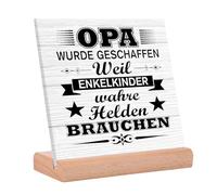 1 Piece Grandpa Acrylic Sign with Wooden Stand Hand Carved and Crafted Table Decoration Personalized Creative Design Birthday Gift for Best Grandpa