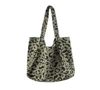 1 Piece Green Leopard Print Shoulder Bag - Large, Fashionable & Versatile Women's Canvas Shopping Bag