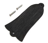 1 Piece Guitar Truss Rod Cover - Bell-Shaped 2 Hole / 3 Hole Headstock Plate for Electric Guitars, Ebony Rosewood Mahogany Paua Shell, Fits Gibson, LP, SG, Epiphone (#7-Ebony wood-2 Hole)
