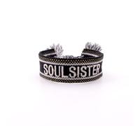 1 piece hand-woven embroidered fabric bracelet with letters and tassels, 2 cm wide friendship bracelet, partner band for couples, best friends, cheerleader team, boho textile bracelet, Soul Sister