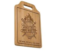 1 Piece Handmade Engraved Bamboo Cutting Board, Personalised Chopping Board with BBQ Master Design, House Warming Gifts, 50th Birthday Gifts for Men (31x22cm)