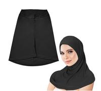 1-Piece Hijab, Prayer Scarves for Girls, Chic Hijab for Women, Simple Hijab for Women, Knitted Hijab for Women, Muslim Clothing for Women (Black)
