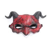 1 Piece Horns Devil Half Face PU Mask Halloween Demon Mask Party Cosplay Horror Monster Masquerade Scary Haunted House Props