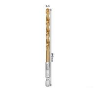 1 Piece HSS Coated Drill Bit Featuring 1/4 Inch Hex Shank for Quick Change Use on Cordless Screwdrivers and Standard Drills, Suitable for Metal and Wood (5.5mm)