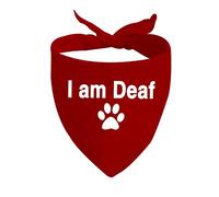 1 Piece I Am Deaf Please Ask To Pet Me Dog Bandana Handkerchief Scarf Tie On Special Needs Dog (I Am Deaf red-D)