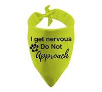 1 Piece I Get Nervous Do Not Approach Dog Scarf Anxious Dog Bandana Handkerchief Scarf Over The Collar Bandana (I Get Nervous yellow)