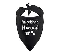 1 Piece I'm Getting A Little Human Dog Bandana Pregnancy Announcement Baby Announcement Gift (Getting A Little Human black)