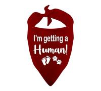 1 Piece I'm Getting A Little Human Dog Bandana Pregnancy Announcement Baby Announcement Gift (Getting A Little Human Red)
