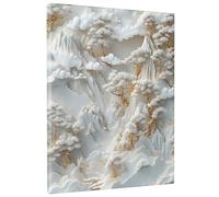 1 Piece Imitation Relief Mountain Canvas Prints Wall Art 12 * 16, Orientalism 3D Asia Vertical Wall Art for Living Room Bedroom, Small Large Japanese Art Bathroom Decor WomenMen