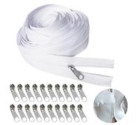 1 Piece Infinity Zipper, White Zipper Sold by the Metre, Invisible Zippers, Coarse Plastic Zippers with 20 Zippers for Bags, Decorations