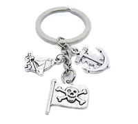 1 Piece Keychain Keyring Jewellery Clasps Suppliers EP5007 Flag Boat Sailing Sailboat Anchor Skull Pirate