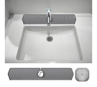 1 Piece Kitchen Sink Splash Mat Silicone Faucet Handle Drip Catcher Tray Sink Splash Guard Behind Faucet Protector Mat for Kitchen (Grey)