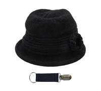 1 Piece Knitted Hat, 1 Piece Hat Clip, Ele Fashion Hat, Women's Floral Hat, Winter Warm Hat, Retro Hat Black