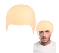 1 Piece Latex Bald Cap, Pitbull for Adults Makeup Bald Head Wig Cap Costume Accessory for Halloween Theme Party, Dress Masquerade and Cosplay Beige