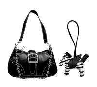 1 Piece Leather Chain Bag And 1 Piece Cartoon Pendant, Fashionable And Simple Shoulder Bag, Retro Handbag.