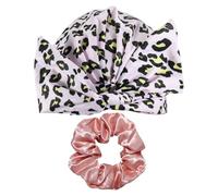 1 Piece Leopard Print Shower Cap, 1 Piece Hair Tie, Hair Care Cap For Women, Hair Drying Cap For Girls, Reusable Shower Cap, Suitable For Bathing, Spa