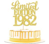 1 Piece Limited Edition 1982 Cake Decoration Glitter 44th Glitter Cake Decoration Cheers on 44 Years 44 & Fabulous Cake Topper for Men and Women Birthday Party Cake Decoration Gold