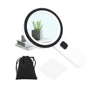 1 Piece Magnifying Glass, 1 Piece Cleaning Cloth, 1 Piece Storage Bag, 30 Times Handheld Magnifying Glass, 12 Lights Lighting, Suitable for the Elderly to Read, Check Equipment