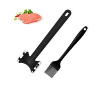 1 Piece Meat tenderizer, 1 Piece Silicone Oil Brush, Pork Steak Meat Mallet, Kitchen Cooking Accessories, Double-Sided Meat Mallet, Apply to Steak, Nuts, Garlic