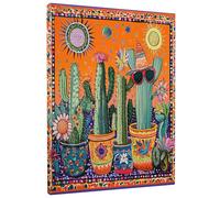 1 Piece Mexican Western Cactus Canvas Prints Wall Art 16 * 20, Aesthetic Hippie Succulent Vertical Wall Art for Living Room Bedroom, Small Large Tropical Bathroom Decor Women Men
