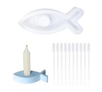 1 Piece Mold, 10 Pieces 5 Ml Pipette, Candle Holder Mold, Fish Shaped Silicone Mold, DIY Decorative Silicone Mold
