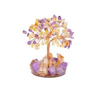 1 Piece Natural Gemstone 7 Chakra Healing Crystal Stone Tree Home Desk Living Room Feng Shui Decoration Home Decor(Amethyst and Citrine)