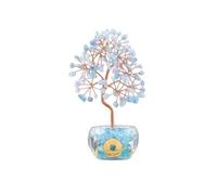 1 Piece Natural Stone 7 Chakra Healing Crystal Stone Money Tree Home Office Room Feng Shui Decoration Auspicious Home Decor(Aquamarine)