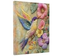 1 Piece Novelty Floral Hummingbird Canvas Prints Wall Art 12 * 16, Vintage Flower Plant Vertical Wall Art for Living Room Bedroom, Small Large Bird Bathroom Decor Women Men