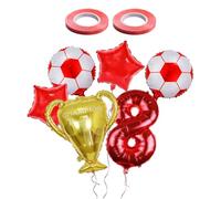1 Piece Number 8 Balloon, 2 Pieces Star Balloons, 2 Pieces Football Balloons, 1 Piece Trophy Balloon And 2 Rolls Of Ribbons, Football Party Decorations, Creative Party Supplies
