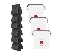 1 Piece Of 12-Compartment Shoe Storage Bag And 3 Pieces Of Shoe Dust Bag, Hanging Shoe Rack, Daily Necessities, Travel Shoe Storage (Black.