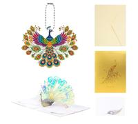 1 Piece of 3D Peacock Greeting Card and 1 Piece of Peacock Pendant, Creative Flash Greeting Card, Blessing Card, Thank You Card, Party Card