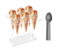 1 Piece of Acrylic Cone Holder, 1 Piece of Ice Cream Scoop, Cone Display Stand, Ice Cream Stand, Waffle Cone Stand, Transparent Cone Stand, Ice Cream Holder