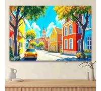 1 piece of autumn village scenery background - with charming cobblestone streets and colorful buildingsL
