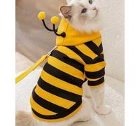 1 Piece Of Bee Pet Sweater And 1 Leash, Cat Hooded Costume, Creative Play Props, Suitable For Pet Warmth And Daily Dress-Up.