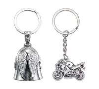1 Piece Of Bell Key Chain, 1 Piece Of Motorcycle Key Chain, Angel Wings Bell Buckle, Motorcycle Bell Pendant, Retro Punk Wind Bell, Lucky Riding Bell