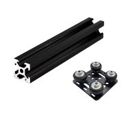 1 piece of black 2020 V-groove anodized aluminum extruded linear guide + 1 piece of V-gantry plate set skateboard pulley(250mm with Pulley)