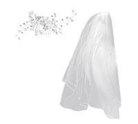1 Piece Of Bridal Hair Accessories And 1 Piece Of White Short Veil, Rhinestone Hair Accessories, Wedding Hair Accessories Accessories, Ele And Simple Hair Accessories.