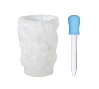 1 Piece of Candle Mold, 1 Piece of Dropper, Cylindrical Pattern Mold, White Silicone Mold, DIY Craft Scented Candle Tools