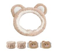 1 Piece Of Cartoon Plush Headband And 4 Pieces Of Cute Wristbands, Absorbent Wristbands, Face Wash And Waterproof Products, Skin Care Hairbands