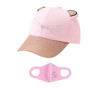 1 Piece of Cat Baseball Cap and 1 Piece of Sun Protection Mask, Adjustable Sun Hat, Children's Breathable Sun Hat, Cartoon Pattern Baseball Cap (Pink).