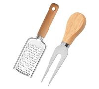 1 Piece of Cheese Grater with Wooden Handle and 1 Piece of Cheese Fork, Stainless Steel Sharp Grater, Kitchen Food Processing Tool, Suitable for Cheese, Lemon Peel, Ginger and Other Grater.