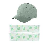 1 Piece of Children's Baseball Cap, 1 Pair of Sun Protection Sleeves, Cute Dinosaur Pattern, Creative Personality Baseball Cap, Outdoor Sun Protection Cartoon Set. Green