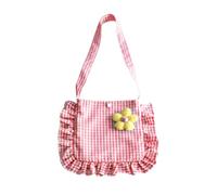 1 piece of children's handbag, flower crossbody bag, children's shoulder bag, plaid bag, large capacity bag, suitable for daily shopping, gifts