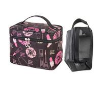 1 Piece of Cosmetic Bag and 1 Piece of Mesh Storage Bag, Foldable Handbag, Large-Capacity and Portable, Suitable for Business Trips, Travel, and Toiletries Storage.