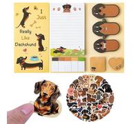 1 Piece of Dachshund Note Pad and 60 Pieces of Dachshund Stickers, Cute Cartoon Stationery, Creative Self-Adhesive Note Pad, School Supplies