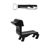 1 Piece of Dachshund Wine Bottle Rack and 1 Piece of Multifunctional Bottle Opener, Red Wine Display Rack, Creative Wine Bottle Rack, Furniture Decoration Ornaments
