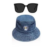 1 Piece of Denim Fisherman Hat, 1 Piece of Sunglasses, Daisy Sun Hat, Men's Sun Hat, Women's Summer Hat