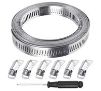 1 Piece of Exhaust Pipe Entrained with 6 Buckles, 1 Small Screwdriver, Pipe Repair Fixture, Adjustable Pipe Clamp, Stainless Steel Pipe Clamp