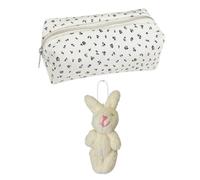 1 Piece of Floral Pencil Case and 1 Rabbit Pendant, Large-Capacity Simple Stationery Bag, Practical Classification and Storage, The Fabric is Wear-Resistant and Easy to Take Care of.
