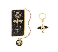 1 Piece of Fourth Wing Dragon Pattern Bookmark, 1 Piece of Metal Fourth Wing Keychain, Creative Reading Mark Bookmark, Backpack Decoration Pendant.